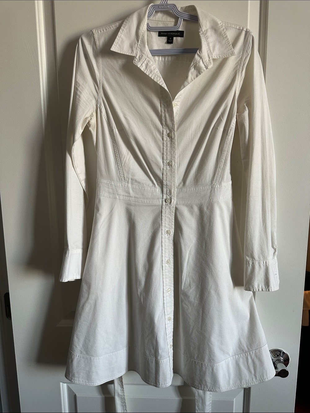 Banana Republic White  Button-Front Shirtdress